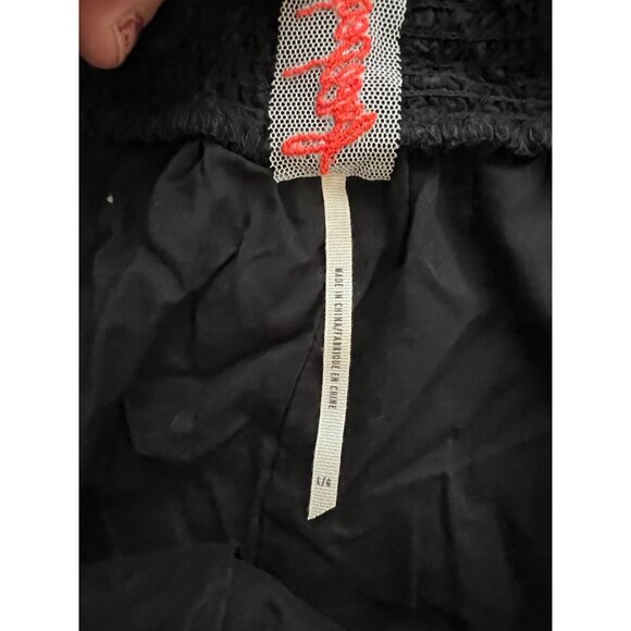 Free People Black Ruffled Off-Shoulder Smocked Dress L Adjustable Straps - Picture 6 of 9